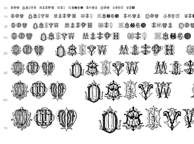Intellecta Monograms Random Samples Three font waterfall